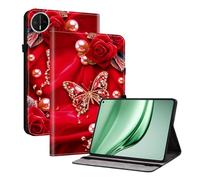 XFDSFDL® Protective Cover for Huawei MatePad Mini MLR-AL10 (8.8 Inch) PU Leather Case Book Style Pearl Butterfly Pattern with Stand Shell Wallet Holster 02