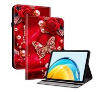 XFDSFDL® Protective Cover for Huawei MatePad SE 10.1 AGS5-W09/W20 (10.1 Inch) PU Leather Case Book Style Pearl Butterfly Pattern with Stand Shell Wallet Holster 02