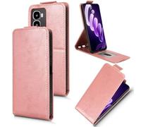 XFDSFDL® Protective Cover for Itel City 100 C671L (6.75 Inch) Vertical PU Leather Up and Down Open Case with Stand Wallet Phone Shell Holster Rose Gold