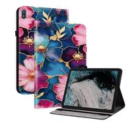 XFDSFDL® Protective Cover for Nokia T20 TA-1397/ TA-1394/ TA-1392 (10.4 Inch) PU Leather Case Book Style Blue Flowers Pattern with Stand Shell Wallet Holster 04