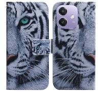XFDSFDL® Protective Cover for Oppo A3/ A3x/ A40/ A40M/ A5X/ A50i/ A60 (6.67 Inch) PU Leather Flip Case Tiger Pattern with Built Stand Magnetic Closure Wallet Phone Shell Holster 03