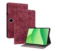 XFDSFDL® Protective Cover for Oppo Pad SE OPD2417 (11 Inch) PU Leather Flip Case Rose Garden Pattern with Built Stand Holster Wallet Shell Wine Red