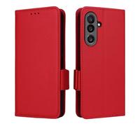 XFDSFDL® Protective Cover for Samsung Galaxy A56/M56 SM-A566/M566 (6.6 Inch) PU Leather Flip Case Litchi Pattern with Stand Shell Magnetic Side Buckle Wallet Holster Red