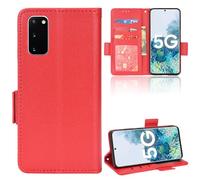 XFDSFDL® Protective Cover for Samsung Galaxy S20 SM-G980 (6.2 Inch) PU Leather Flip Case Litchi Pattern with Stand Shell Magnetic Side Buckle Wallet Holster Red