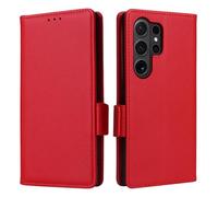 XFDSFDL® Protective Cover for Samsung Galaxy S25 Ultra SM-S938 (6.8 Inch) PU Leather Flip Case Litchi Pattern with Stand Shell Magnetic Side Buckle Wallet Holster Red