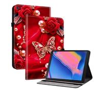 XFDSFDL® Protective Cover for Samsung Galaxy Tab A SM-T290/T295 (8.0 Inch) PU Leather Case Book Style Pearl Butterfly Pattern with Stand Shell Wallet Holster 02