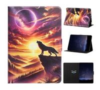 XFDSFDL® Protective Cover for Samsung Galaxy Tab A11+ SM-X230/SM-X236 (11 Inch) PU Leather Flip Case Wallet Night Wolf Pattern Shell with Auto Wake/Sleep Stand Holster 01