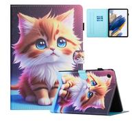 XFDSFDL® Protective Cover for Samsung Galaxy Tab A9+ SM-X210/X216/X218 (10.5 Inch) PU Leather Flip Case Yellow Cat Pattern with Stand Wallet Holster Auto Wake/Sleep Device Shell 01