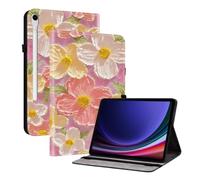 XFDSFDL® Protective Cover for Samsung Galaxy Tab S10 Lite SM-X400/X406 (10.9 Inch) PU Leather Case Book Style Pink Flowers Pattern with Stand Shell Wallet Holster 03