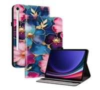 XFDSFDL® Protective Cover for Samsung Galaxy Tab S10 Lite SM-X400/X406 (10.9 Inch) PU Leather Case Book Style Blue Flowers Pattern with Stand Shell Wallet Holster 04