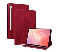 XFDSFDL® Protective Cover for Samsung Galaxy Tab S11 SM-X730/X736 (11 Inch) PU Leather Flip Case Big Butterfly Pattern with Built Stand Holster Wallet Shell Red
