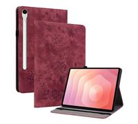 XFDSFDL® Protective Cover for Samsung Galaxy Tab S11 SM-X730/X736 (11 Inch) PU Leather Flip Case Rose Garden Pattern with Built Stand Holster Wallet Shell Wine Red