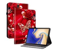 XFDSFDL® Protective Cover for Samsung Galaxy Tab S4 SM-T830/T835 (10.5 Inch) PU Leather Case Book Style Pearl Butterfly Pattern with Stand Shell Wallet Holster 02