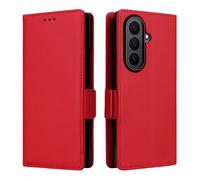 XFDSFDL® Protective Cover for Samsung Galaxy Z Fold 7 SM-F966 (6.5 Inch) PU Leather Flip Case Litchi Pattern with Stand Shell Magnetic Side Buckle Wallet Holster Red