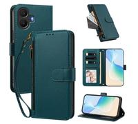 XFDSFDL® Protective Cover for TCL K70 5G T523H (6.75 Inch) PU Leather Case Wireless Charging Zipper Wallet Holster with Stand Magnetic Closure Lanyard Purse Dark Green