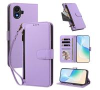 XFDSFDL® Protective Cover for TCL K70 SE T453D (6.56 Inch) PU Leather Case Wireless Charging Zipper Wallet Holster with Stand Magnetic Closure Lanyard Purse Lavender