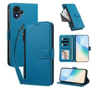 XFDSFDL® Protective Cover for TCL K70 SE T453D (6.56 Inch) PU Leather Case Wireless Charging Zipper Wallet Holster with Stand Magnetic Closure Lanyard Purse Lake Blue