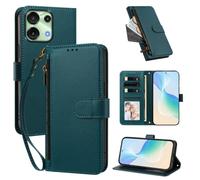 XFDSFDL® Protective Cover for UMIDIGI G9/ Note 9 5G (6.75 Inch) PU Leather Case Wireless Charging Zipper Wallet Holster with Stand Magnetic Closure Lanyard Purse Dark Green