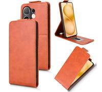 XFDSFDL® Protective Cover for Vivo V60 V2511 (6.77 Inch) Vertical PU Leather Up and Down Open Case with Stand Wallet Phone Shell Holster Brown