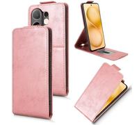 XFDSFDL® Protective Cover for Vivo V60 V2511 (6.77 Inch) Vertical PU Leather Up and Down Open Case with Stand Wallet Phone Shell Holster Rose Gold