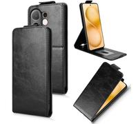 XFDSFDL® Protective Cover for Vivo V60 V2511 (6.77 Inch) Vertical PU Leather Up and Down Open Case with Stand Wallet Phone Shell Holster Black
