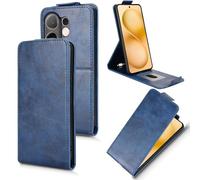 XFDSFDL® Protective Cover for Vivo V60 V2511 (6.77 Inch) Vertical PU Leather Up and Down Open Case with Stand Wallet Phone Shell Holster Blue