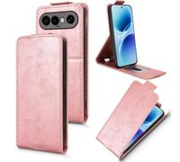 XFDSFDL® Protective Cover for Vivo X300 FE V2537 (6.31 Inch) Vertical PU Leather Up and Down Open Case with Stand Wallet Phone Shell Holster Rose Gold
