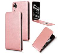 XFDSFDL® Protective Cover for Xreal Beam Pro (6.5 Inch) Vertical PU Leather Up and Down Open Case with Stand Wallet Phone Shell Holster Rose Gold