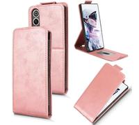 XFDSFDL® Protective Cover for ZTE Nubia RedMagic 10 Air NX779J (6.8 Inch) Vertical PU Leather Up and Down Open Case with Stand Wallet Phone Shell Holster Rose Gold