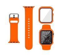 XFEN Band & Case with Screen Protector for Apple Watch 45mm Series 9/8/7 | Orange - Soft silicone S/M sport band and color-matched PC hard case