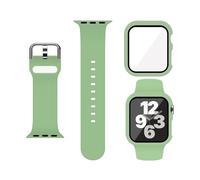XFEN Silicone Sport Band and Case with Screen Protector for Apple Watch Series 9, Series 8, Series 7, Series 6, SE, Series 5, Series 4, mint green, S/M Band & Case for 44mm, Casual Sport