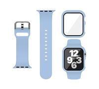 XFEN Sport Silicone Band and Case with Screen Protector for Apple Watch Series 9 Series 8 Series 7 Series 6 SE Series 5 Series 4, Light Blue, Band S/M for 38/40/41mm &Case for 41mm, Sports