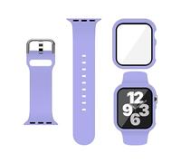 XFEN Sport Silicone Band and Case with Screen Protector for Apple Watch Series 9 Series 8 Series 7 Series 6 SE Series 5 Series 4, Purple, S/M Band & Case for 44mm