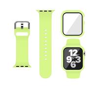 XFEN Sport Silicone M/L Size Band and Case with Screen Protector for Apple Watch Series 6 SE Series 5 Series 4 44mm - Lime Green