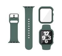 XFEN Sport Silicone M/L Size Band and Case with Screen Protector for Apple Watch Series 7/8/9 41mm - Pine Green