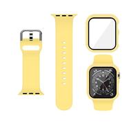 XFEN Sport Silicone S/M Size Band and Case with Screen Protector for Apple Watch Series 7 Series 8 Series 9 45mm - Yellow