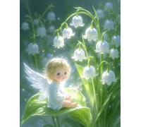 XFENDOUDOU Cross Stitch Kits for Adults Beginners pre Printed Angels and Flowers DIY Cross Stitch Stitching Kit for Home Decor Cross Stitch Patterns 16x20inch