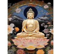 XFENDOUDOU Cross Stitch Kits for Adults Beginners pre Printed Buddha Statues DIY Cross Stitch Stitching Kit for Home Decor Cross Stitch Patterns 16x20inch