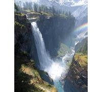 XFENDOUDOU Cross Stitch Kits for Adults Beginners pre Printed Canyon Waterfall DIY Cross Stitch Stitching Kit for Home Decor Cross Stitch Patterns 16x20inch
