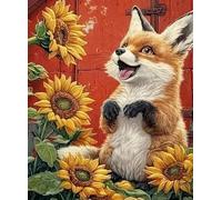 XFENDOUDOU Cross Stitch Kits for Adults Beginners pre Printed Cute Little Fox DIY Cross Stitch Stitching Kit for Home Decor Cross Stitch Patterns 16x20inch