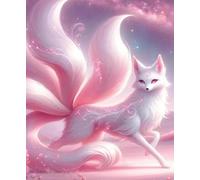 XFENDOUDOU Cross Stitch Kits for Adults Beginners pre Printed Nine-Tailed Fox DIY Cross Stitch Stitching Kit for Home Decor Cross Stitch Patterns 16x20inch