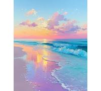 XFENDOUDOU Cross Stitch Kits for Adults Beginners pre Printed Sunset at The Seaside DIY Cross Stitch Stitching Kit for Home Decor Cross Stitch Patterns (16x20 inchs)