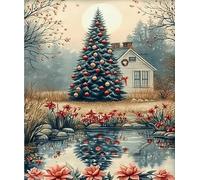 XFENDOUDOU Cross Stitch Kits for Adults Beginners pre Printed Tree Scene DIY Cross Stitch Stitching Kit for Home Decor Cross Stitch Patterns 16x20inch