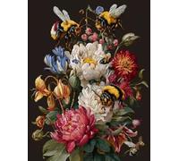 XFENDOUDOU Cross Stitch Kits for Adults Beginners Stamped Flowers and Bees Needlework Home Deco 16x20inch