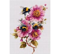 XFENDOUDOU Cross Stitch Kits for Adults Beginners Stamped Flowers and Bees Needlework Home Deco 16x20inch