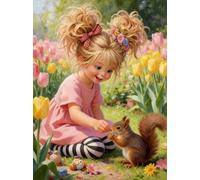 XFENDOUDOU Cross Stitch Kits for Adults Beginners Stamped Girl in the Garden Counted Printed Embroidery Kit Needlework Wall Art Decor 16X20 inchs