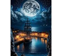 XFENDOUDOU Cross Stitch Kits for Adults Beginners Stamped Night View of the Town Counted Printed Embroidery Kit Needlework Wall Art Decor 16X20 inchs