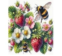 XFENDOUDOU Cross Stitch Kits for Adults Beginners Stamped Strawberry Flower Counted Printed Embroidery Kit Needlework Wall Art Decor 16X20 inchs