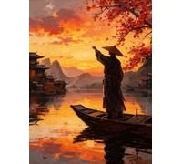 XFENDOUDOU Cross Stitch Kits for Adults Beginners Stamped Sunset Scenery Counted Printed Embroidery Kit Needlework Wall Art Decor 16X20 inchs