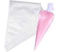 XFentech 100 Pcs Disposable Piping Bags Medium - Clear Icing Piping Bags Cake Decorating Plastic Pastry Bags Strong Icing Bag for Cake Cupcake Dessert Cookies Decoration